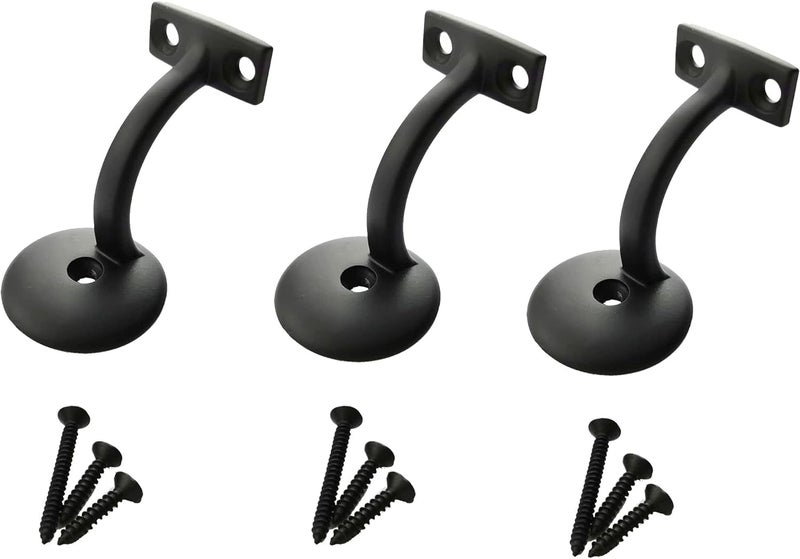 Langdoly - 3" Solid Heavy Duty Round Base Handrail Brackets for Staircase-Pack of 3 (Satin Black) - Image 1